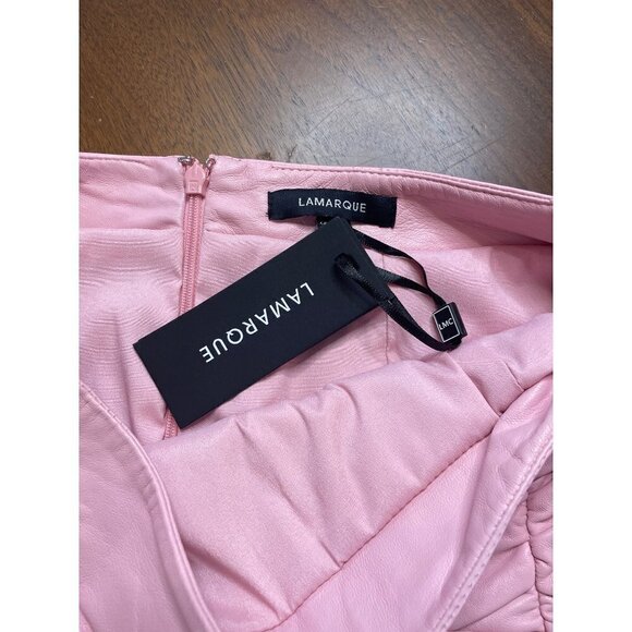 LAMARQUE X REVOLVE Aricia Leather Skirt in Orchid Pink 2 New Mini - Picture 7 of 9